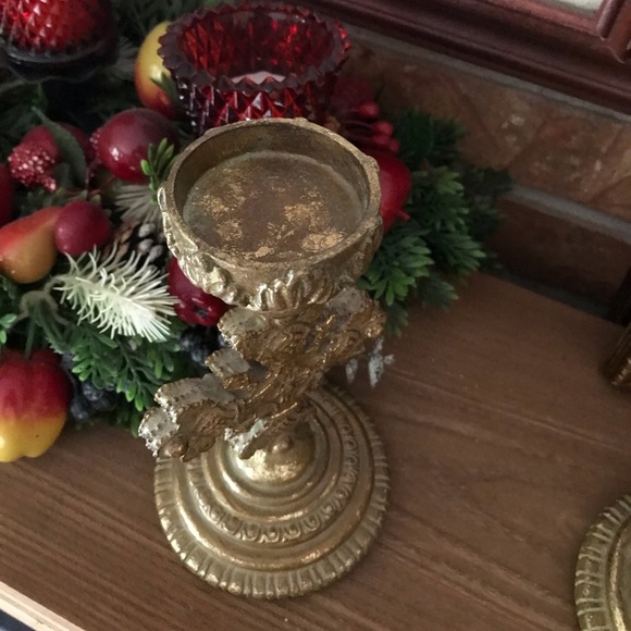 Rare Vintage 1970’s Heavy Gold Sculpture Cross Candle Holder - Picture 6 of 6